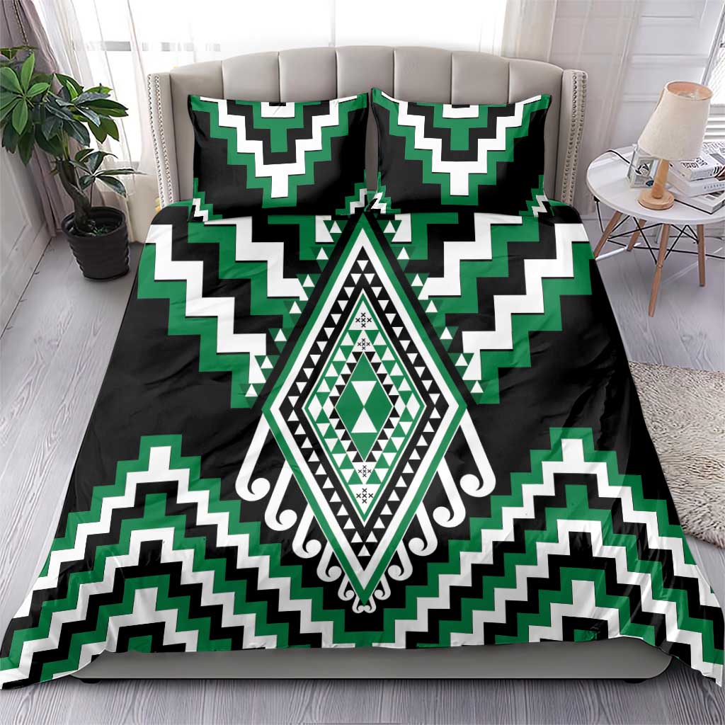 Green Aotearoa Taniko Poutama Patikitiki Bedding Set LT14 - Polynesian Pride