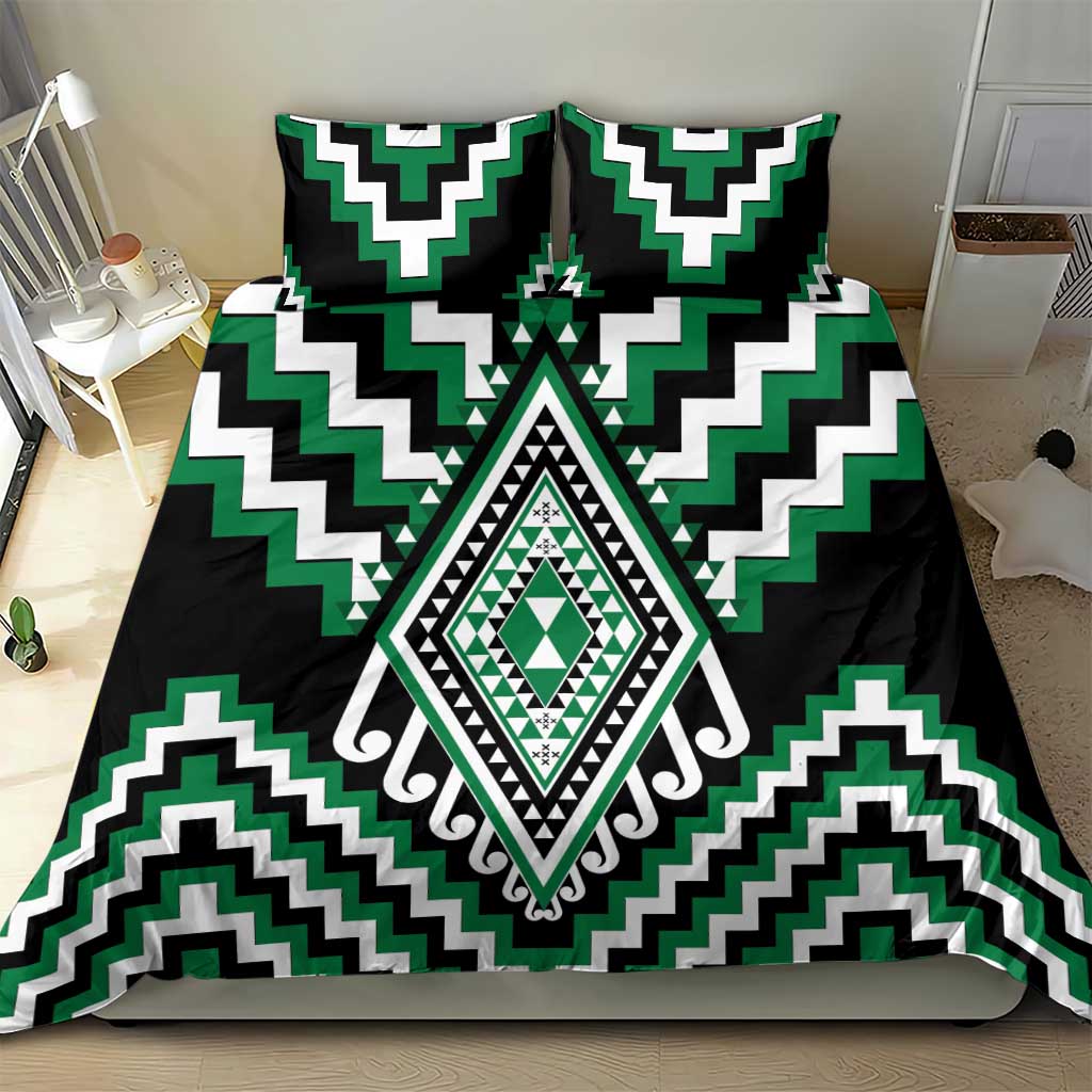 Green Aotearoa Taniko Poutama Patikitiki Bedding Set LT14 - Polynesian Pride