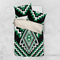 Green Aotearoa Taniko Poutama Patikitiki Bedding Set LT14 US Twin 172cm x 218cm Green - Polynesian Pride