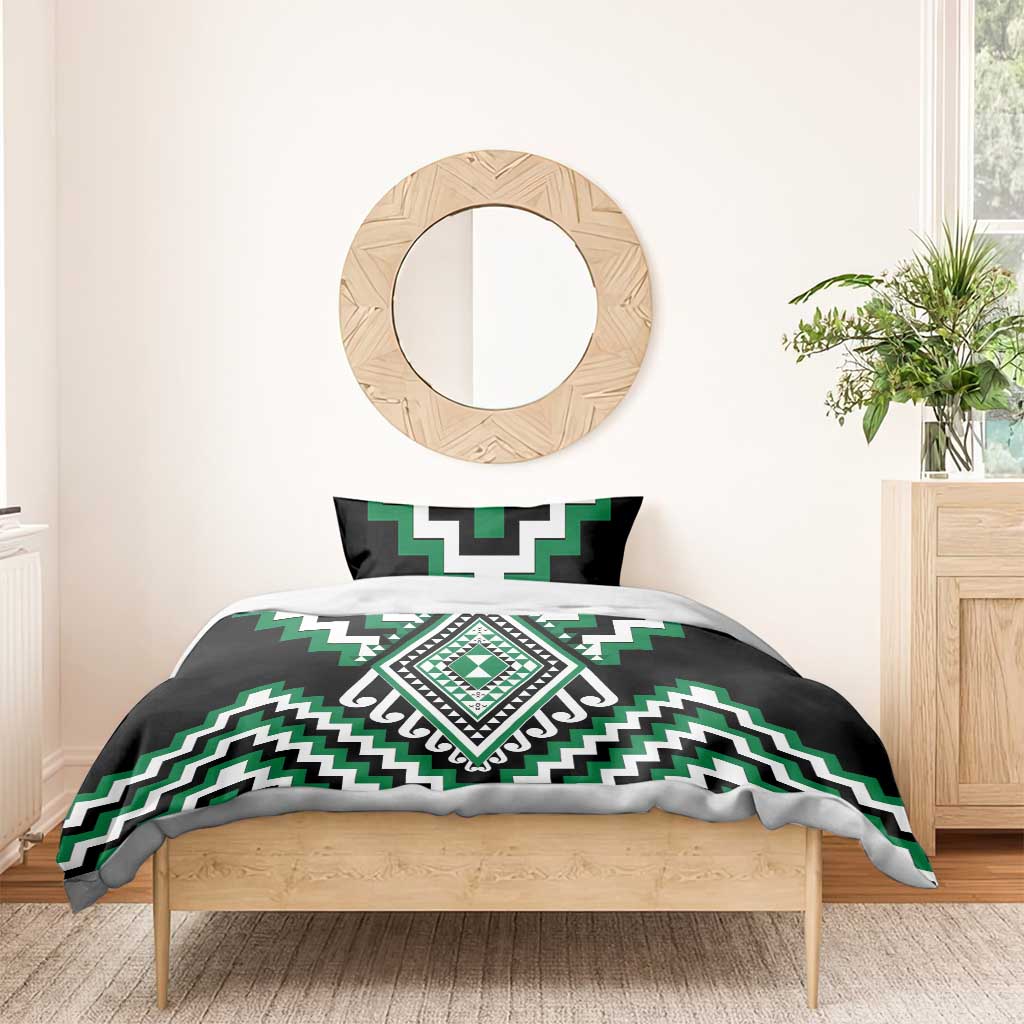 Green Aotearoa Taniko Poutama Patikitiki Bedding Set LT14 - Polynesian Pride