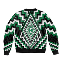 Green Aotearoa Taniko Poutama Patikitiki Bomber Jacket LT14 - Polynesian Pride