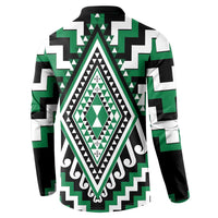Green Aotearoa Taniko Poutama Patikitiki Button Sweatshirt LT14 - Polynesian Pride