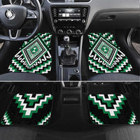 Green Aotearoa Taniko Poutama Patikitiki Car Mats LT14 Set 4pcs Green - Polynesian Pride