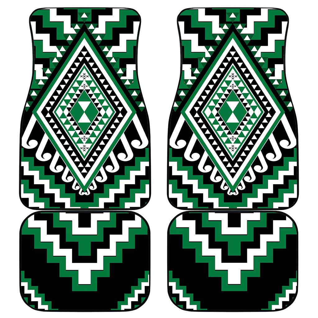 Green Aotearoa Taniko Poutama Patikitiki Car Mats LT14 - Polynesian Pride