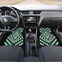 Green Aotearoa Taniko Poutama Patikitiki Car Mats LT14 Set 2pcs - Front Green - Polynesian Pride