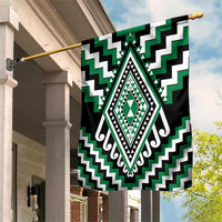 Green Aotearoa Taniko Poutama Patikitiki Garden Flag LT14 House Flag Green - Polynesian Pride