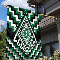 Green Aotearoa Taniko Poutama Patikitiki Garden Flag LT14 - Polynesian Pride