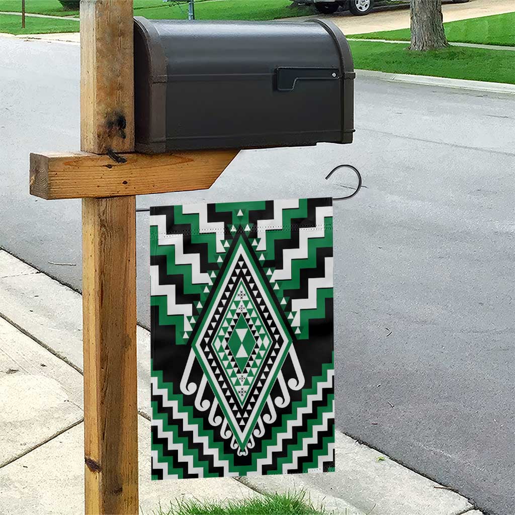 Green Aotearoa Taniko Poutama Patikitiki Garden Flag LT14 - Polynesian Pride