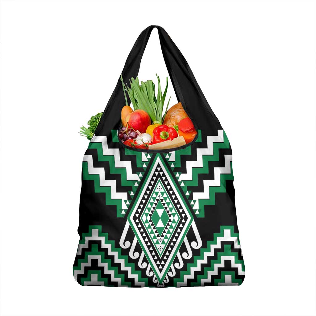 Green Aotearoa Taniko Poutama Patikitiki Grocery Bag LT14 1-pack One Size Green - Polynesian Pride