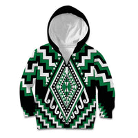 Green Aotearoa Taniko Poutama Patikitiki Kid Hoodie LT14 Zip Hoodie Green - Polynesian Pride