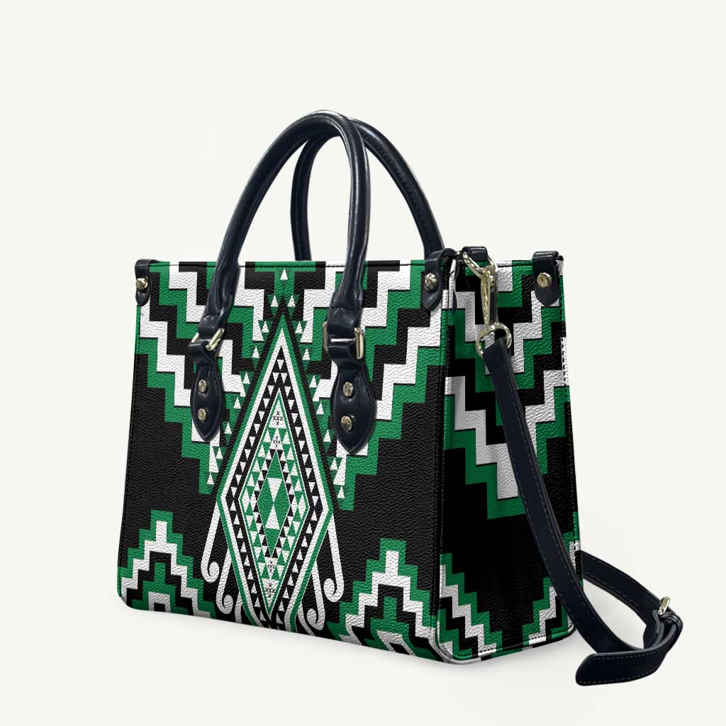 Green New Zealand Taniko Poutama Patikitiki Leather Bag LT14 Green - Polynesian Pride