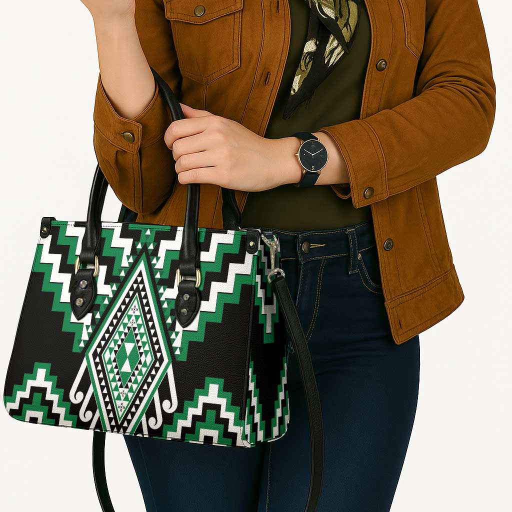 Green New Zealand Taniko Poutama Patikitiki Leather Bag LT14 - Polynesian Pride
