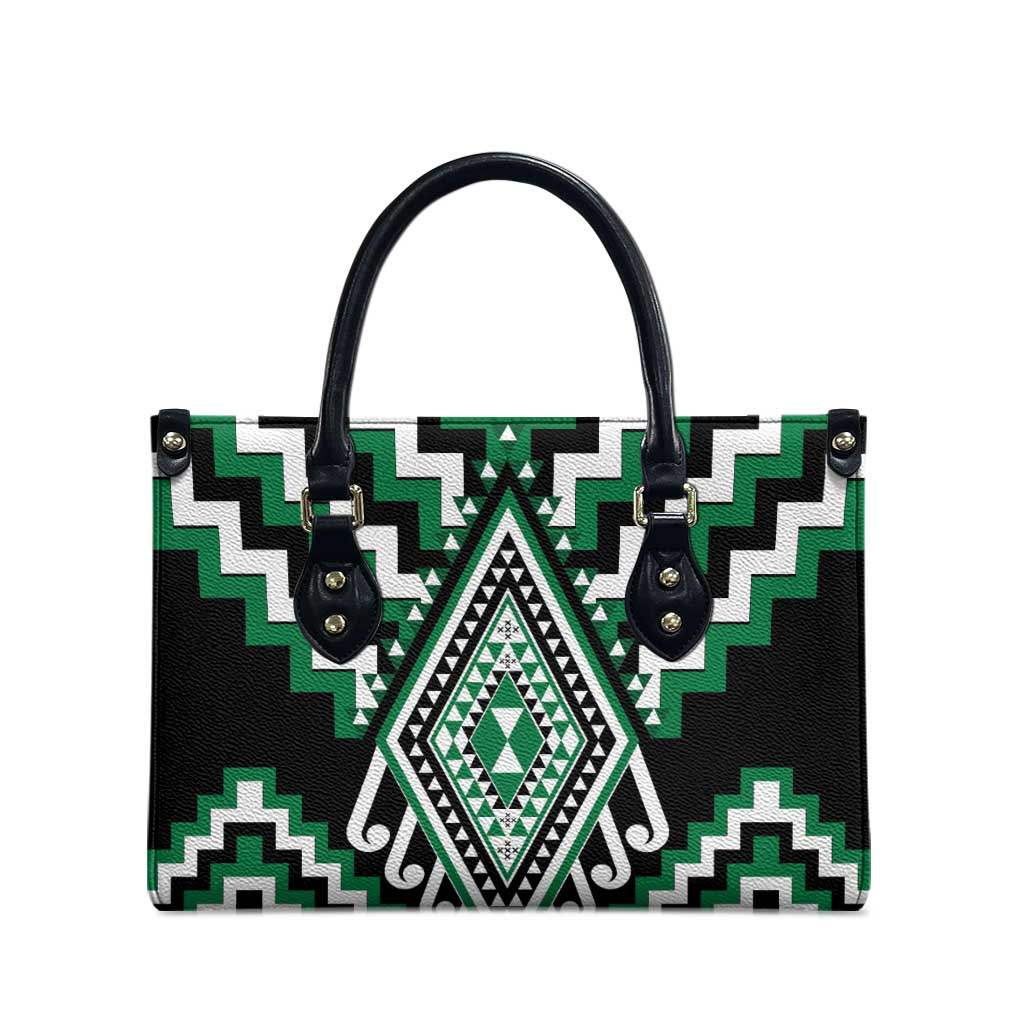 Green New Zealand Taniko Poutama Patikitiki Leather Bag LT14 - Polynesian Pride