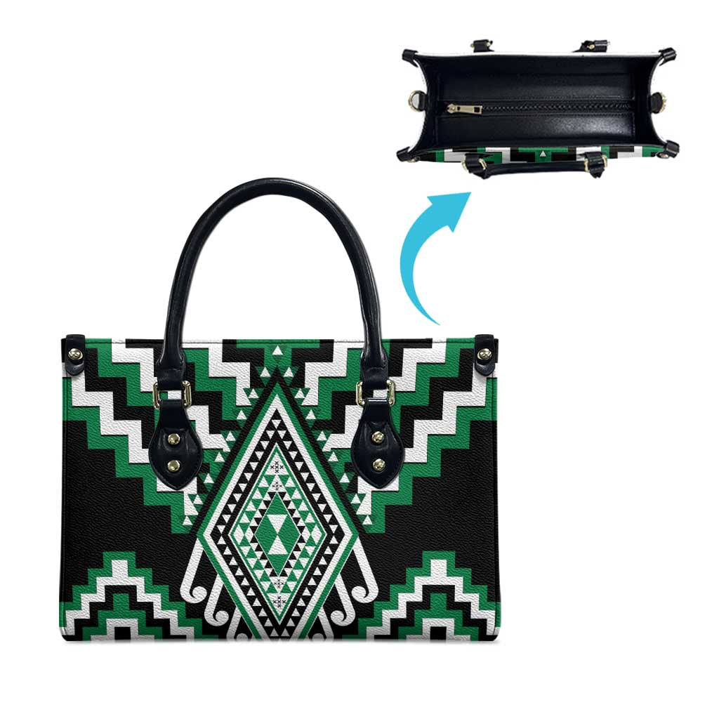 Green New Zealand Taniko Poutama Patikitiki Leather Bag LT14 - Polynesian Pride