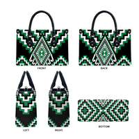 Green New Zealand Taniko Poutama Patikitiki Leather Bag LT14 - Polynesian Pride
