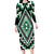 Green Aotearoa Taniko Poutama Patikitiki Long Sleeve Bodycon Dress