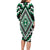 Green Aotearoa Taniko Poutama Patikitiki Long Sleeve Bodycon Dress