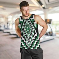 Green Aotearoa Taniko Poutama Patikitiki Men Tank Top LT14 Green - Polynesian Pride