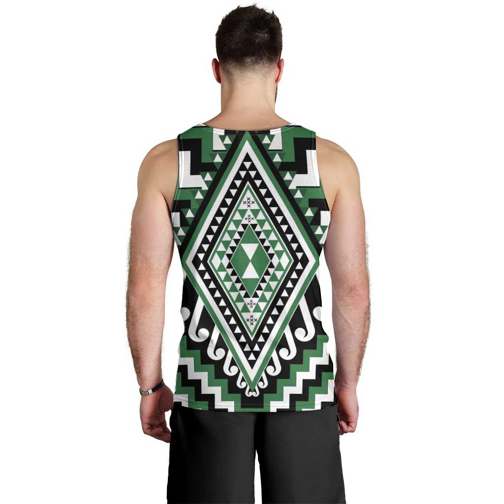 Green Aotearoa Taniko Poutama Patikitiki Men Tank Top LT14 - Polynesian Pride