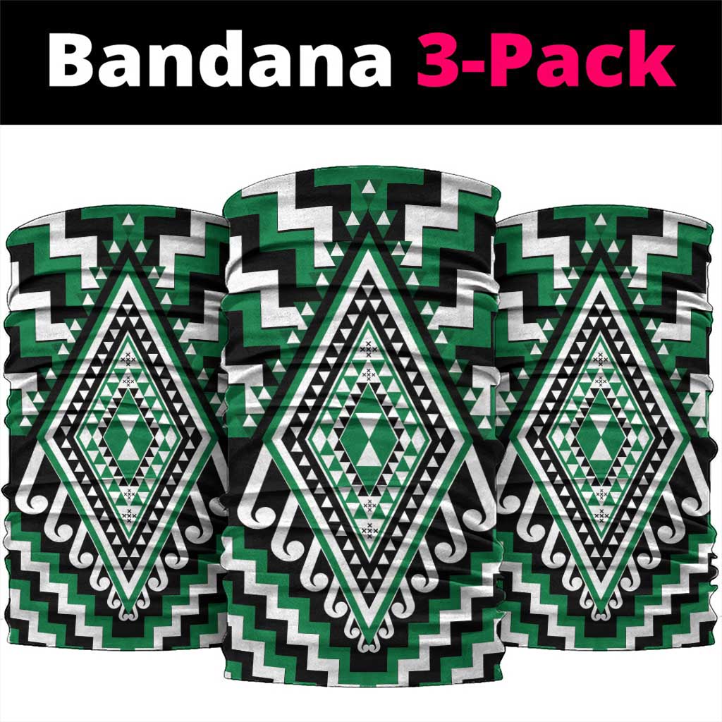 Green New Zealand Taniko Poutama Patikitiki Neck Gaiter LT14 package One Size: 25*50cm Green - Polynesian Pride