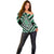 Green Aotearoa Taniko Poutama Patikitiki Off Shoulder Sweater