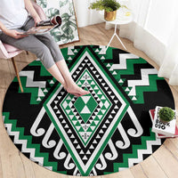 Green Aotearoa Taniko Poutama Patikitiki Round Carpet LT14 - Polynesian Pride