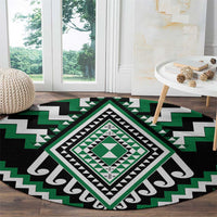Green Aotearoa Taniko Poutama Patikitiki Round Carpet LT14 - Polynesian Pride