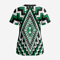 Green Aotearoa Taniko Poutama Patikitiki Scrub Top LT14 - Polynesian Pride
