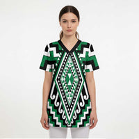 Green Aotearoa Taniko Poutama Patikitiki Scrub Top LT14 - Polynesian Pride