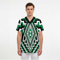 Green Aotearoa Taniko Poutama Patikitiki Scrub Top LT14 - Polynesian Pride