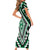 Green Aotearoa Taniko Poutama Patikitiki Short Sleeve Bodycon Dress