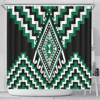 Green Aotearoa Taniko Poutama Patikitiki Shower Curtain LT14 - Polynesian Pride