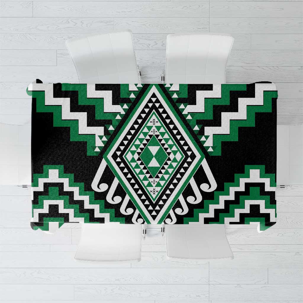 Green Aotearoa Taniko Poutama Patikitiki Tablecloth LT14 Green - Polynesian Pride