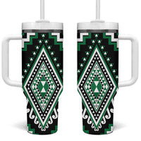 Green Aotearoa Taniko Poutama Patikitiki Tumbler With Handle LT14 One Size: 40 oz Green - Polynesian Pride