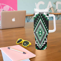Green Aotearoa Taniko Poutama Patikitiki Tumbler With Handle LT14 - Polynesian Pride