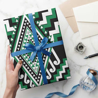 Green Aotearoa Taniko Poutama Patikitiki Wrapping Paper LT14 - Polynesian Pride