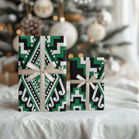 Green Aotearoa Taniko Poutama Patikitiki Wrapping Paper LT14 - Polynesian Pride