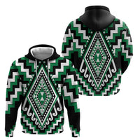 Green Aotearoa Taniko Poutama Patikitiki Zip Hoodie LT14 - Polynesian Pride