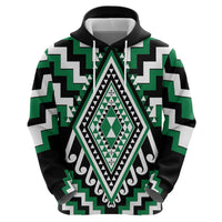 Green Aotearoa Taniko Poutama Patikitiki Zip Hoodie LT14 - Polynesian Pride