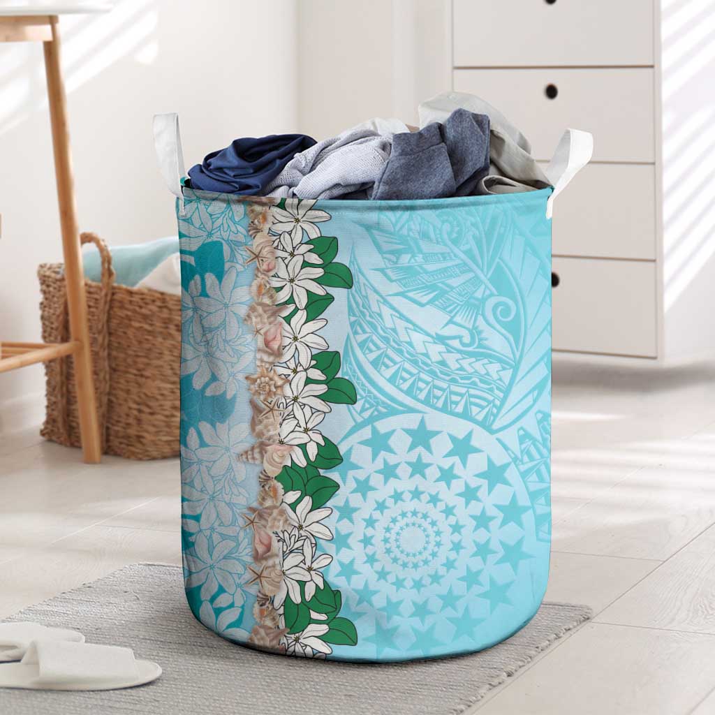 Cook Islands Tiare Maori With Conch Shell Laundry Basket Pasifika Fest Polynesian Tattoo Turquoise LT14 Turquoise - Polynesian Pride