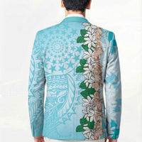 Cook Islands Tiare Maori With Conch Shell Blazer Pasifika Fest Polynesian Tattoo Turquoise LT14 - Polynesian Pride