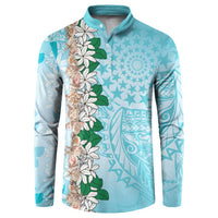 Cook Islands Tiare Maori With Conch Shell Button Sweatshirt Pasifika Fest Polynesian Tattoo Turquoise LT14 Turquoise - Polynesian Pride