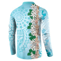 Cook Islands Tiare Maori With Conch Shell Button Sweatshirt Pasifika Fest Polynesian Tattoo Turquoise LT14 - Polynesian Pride