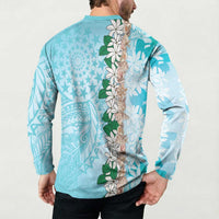 Cook Islands Tiare Maori With Conch Shell Button Sweatshirt Pasifika Fest Polynesian Tattoo Turquoise LT14 - Polynesian Pride