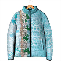 Cook Islands Tiare Maori With Conch Shell Padded Jacket Pasifika Fest Polynesian Tattoo Turquoise LT14 - Polynesian Pride