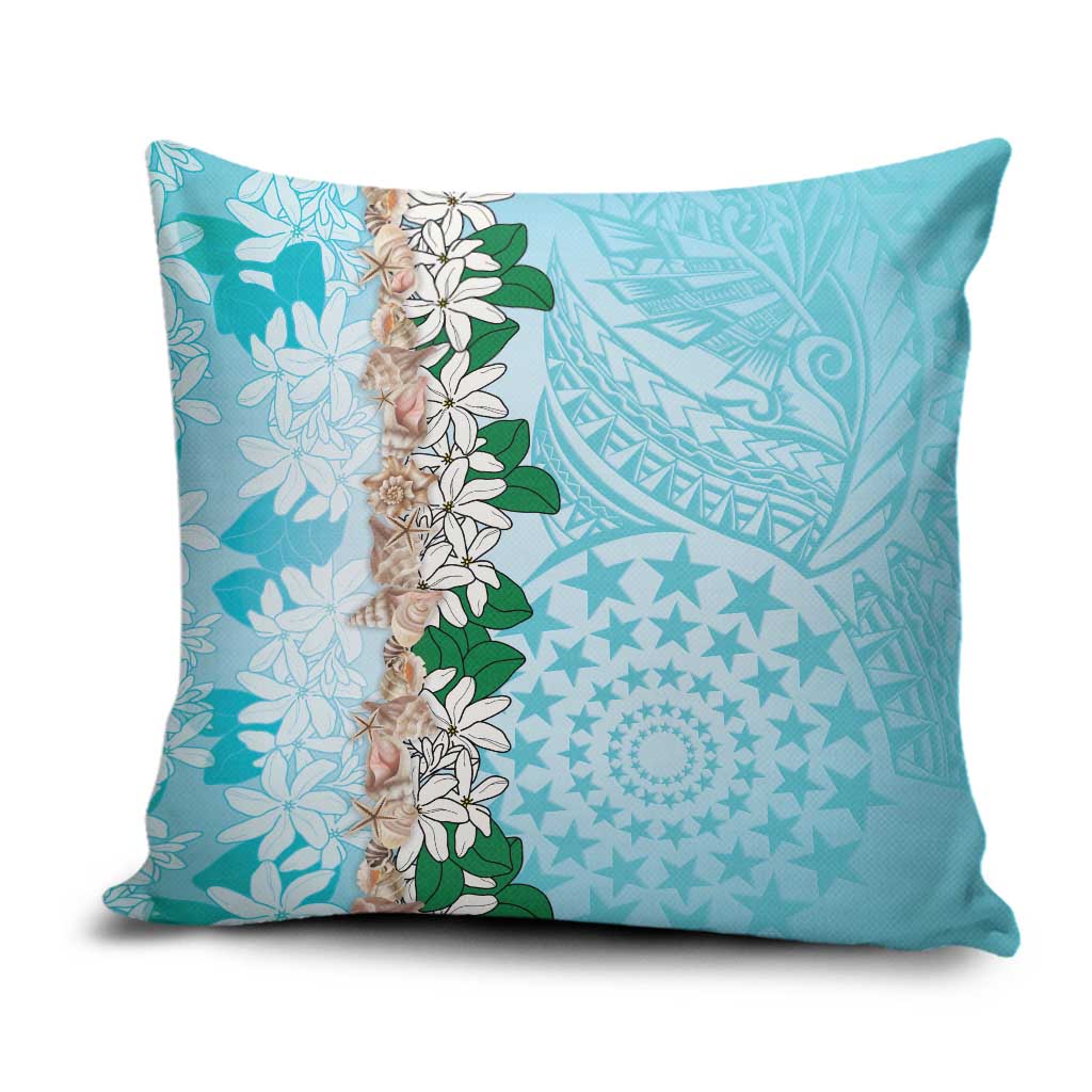 Cook Islands Tiare Maori With Conch Shell Pillow Cover Pasifika Fest Polynesian Tattoo Turquoise LT14 Turquoise - Polynesian Pride