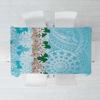Cook Islands Tiare Maori With Conch Shell Tablecloth Pasifika Fest Polynesian Tattoo Turquoise LT14 Turquoise - Polynesian Pride