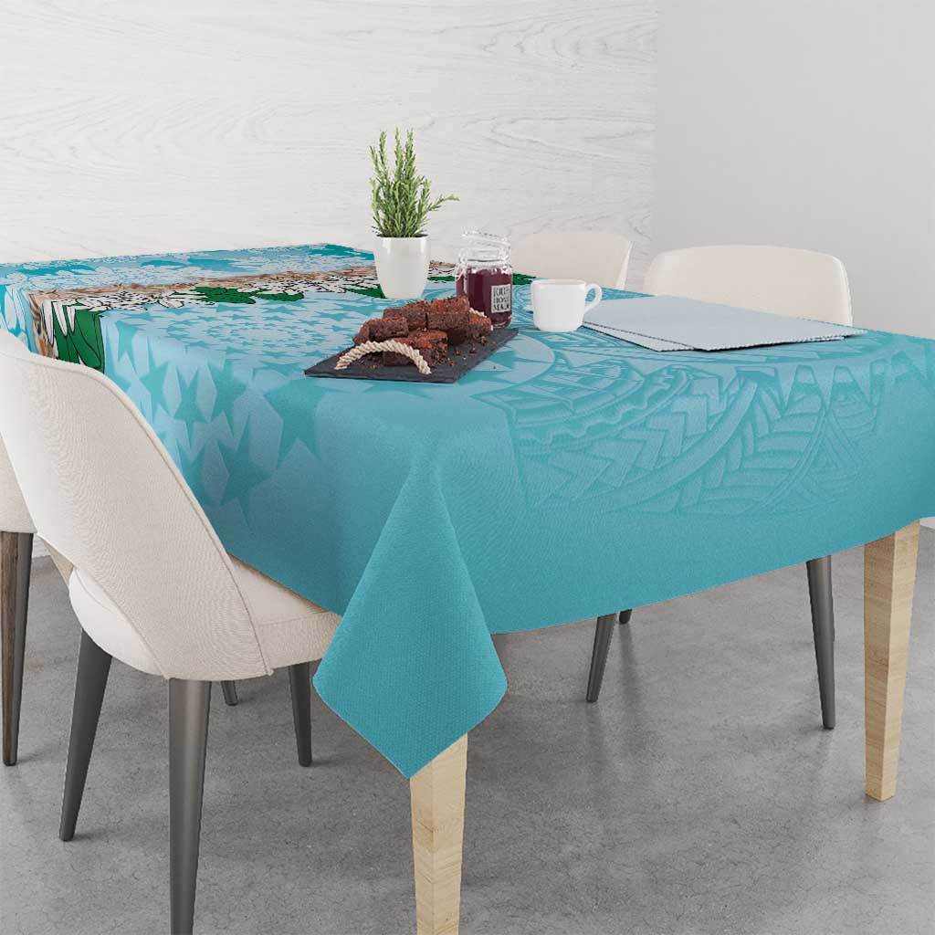 Cook Islands Tiare Maori With Conch Shell Tablecloth Pasifika Fest Polynesian Tattoo Turquoise LT14 - Polynesian Pride