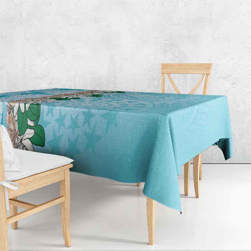 Cook Islands Tiare Maori With Conch Shell Tablecloth Pasifika Fest Polynesian Tattoo Turquoise LT14 - Polynesian Pride