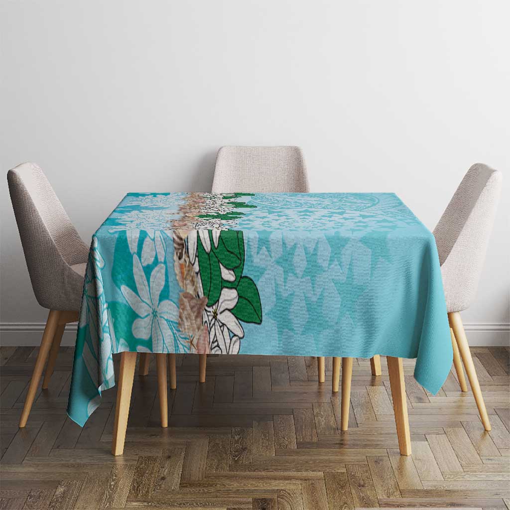 Cook Islands Tiare Maori With Conch Shell Tablecloth Pasifika Fest Polynesian Tattoo Turquoise LT14 - Polynesian Pride